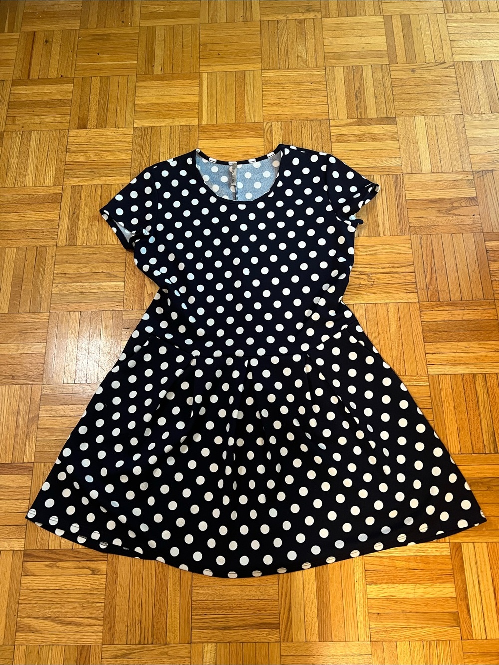 Downtown Trendy girl Paolino Navy Blue and White Polka Dot Mini Dress